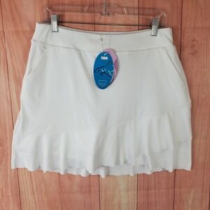 Grey Norman Womens Skort Skirt Sz Medium White Polyester Elastic Waist Pull On